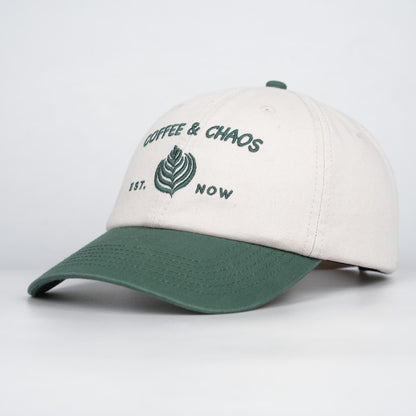 Coffee & Chaos Cap - Forest Green/Cream