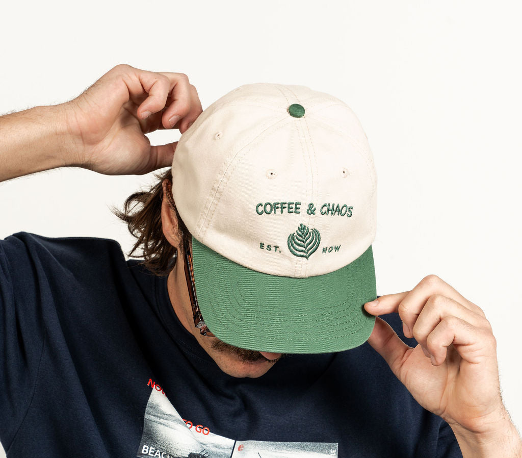 Coffee & Chaos Cap - Forest Green/Cream