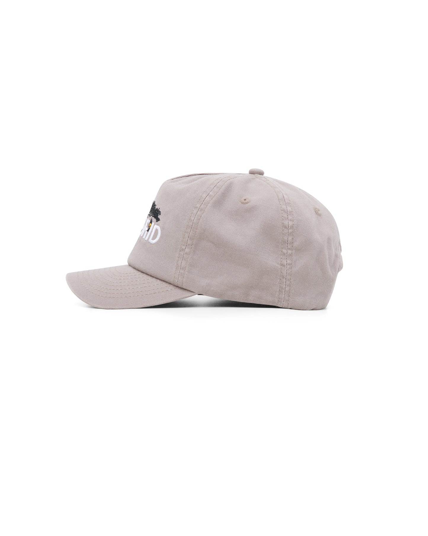 Off Grid brown cap with side profile detail – side view