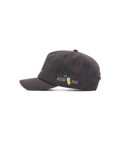 Goose Juice black cap with side drink graphic embroidery – side view