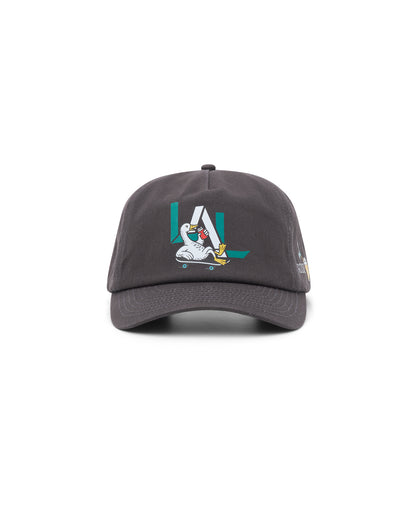 Goose Juice black 5-panel cap with front embroidery – front view