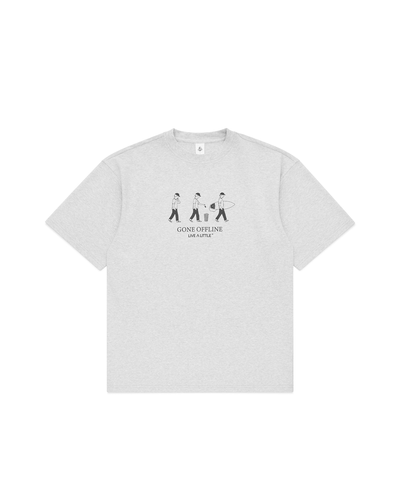 Gone Offline white heavyweight organic cotton t-shirt with front graphic – front view