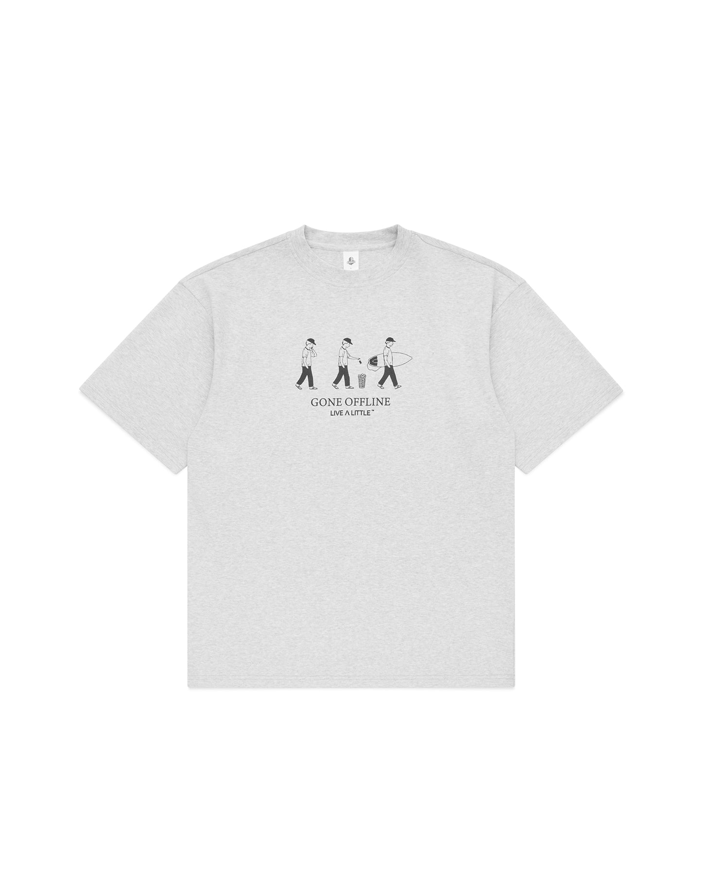 Gone Offline white heavyweight organic cotton t-shirt with front graphic – front view