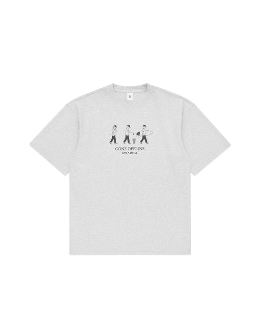 Gone Offline white heavyweight organic cotton t-shirt with front graphic – front view