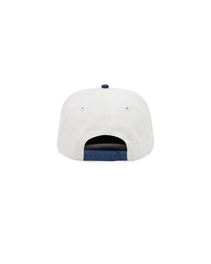 Homeland Cap white and navy 5 panel cap back view