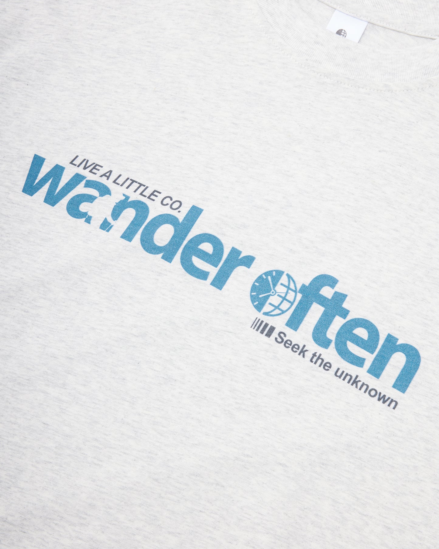 Wander Often chest graphic detail on white heavyweight t-shirt