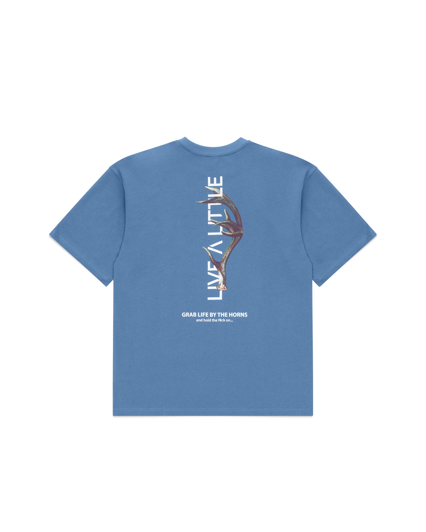 Antler blue heavyweight organic cotton t-shirt back view