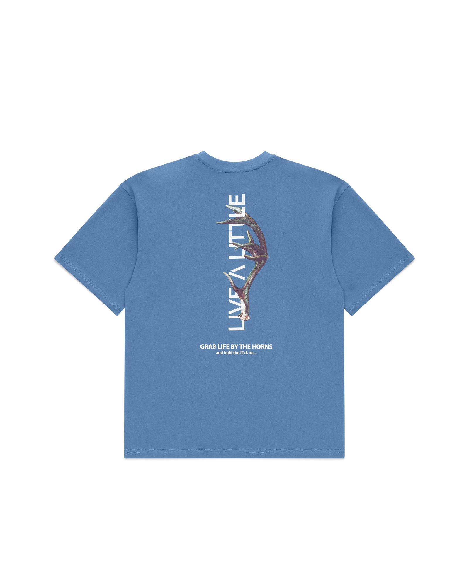 Antler blue heavyweight organic cotton t-shirt back view