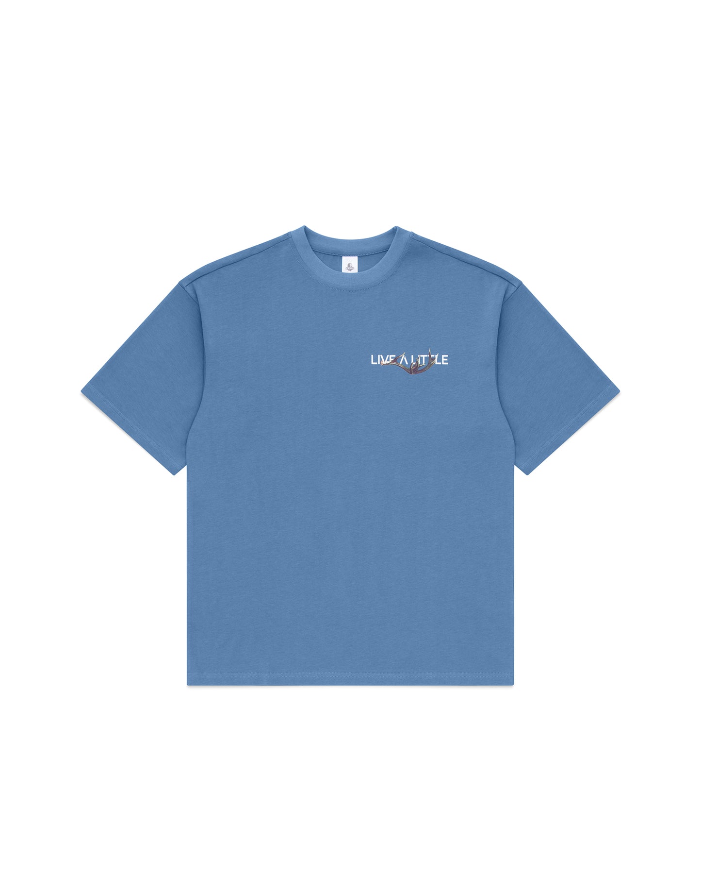 Antler blue heavyweight organic cotton t-shirt front view