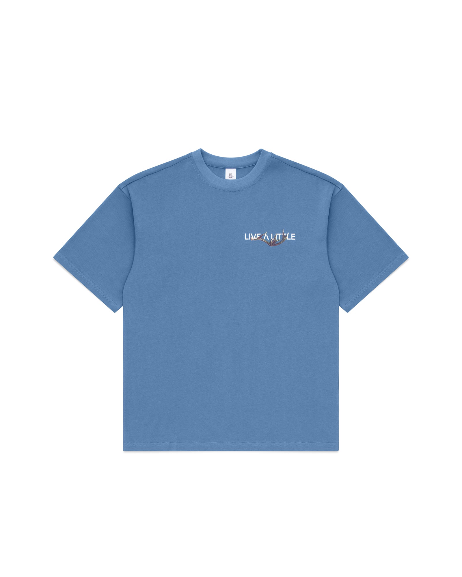 Antler blue heavyweight organic cotton t-shirt front view