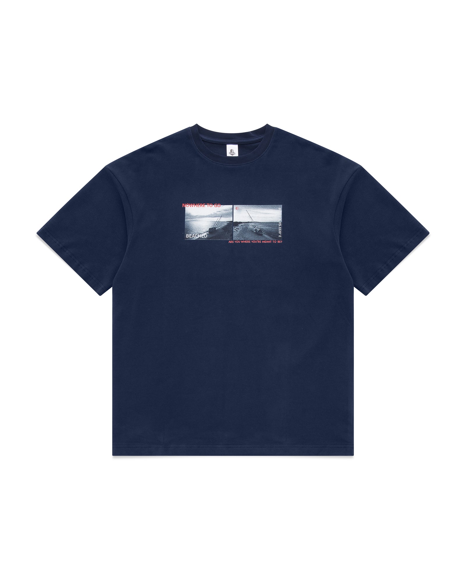 Beached navy relaxed fit heavyweight t-shirt front view