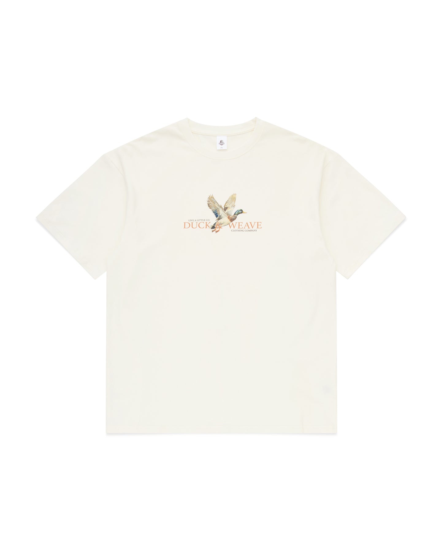 Duck & Weave cream relaxed fit heavyweight t-shirt front view