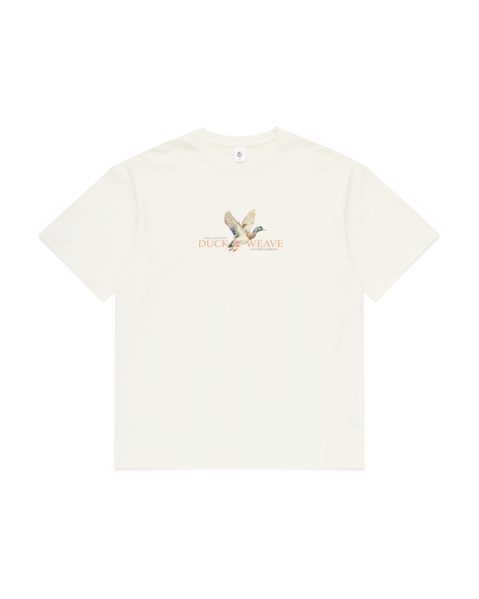 Duck & Weave cream relaxed fit heavyweight t-shirt front view