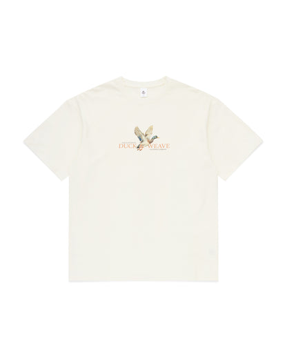 Duck & Weave cream relaxed fit heavyweight t-shirt front view