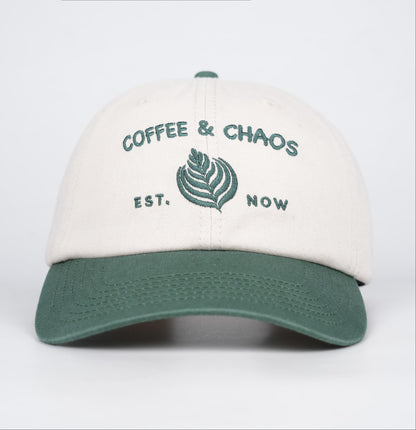 Coffee & Chaos Cap - Forest Green/Cream